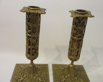 Antique 1800's French Repousse Candlesticks