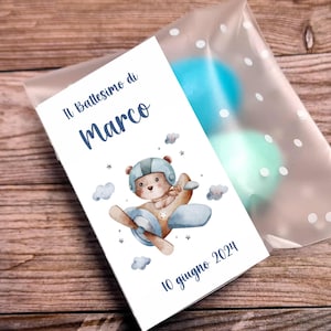 Set bustine confetti per Battesimo o nascita Bambino, Bomboniera Nascita, Battesimo, Compleanno, Porta confetti Nascita, Battesimo orsetto