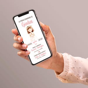 Invito digitale prima comunione bambina