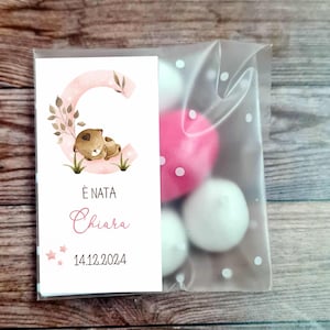 Set bustine (5x5 cm) confetti per Nascita o Battesimo bambina,  Bomboniera Nascita, Battesimo, Compleanno / Porta confetti Nascita,Battesimo