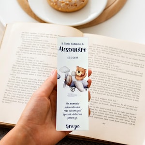 Segnaposto con cioccolatino Battesimo, Segnalibro Battesimo, segnalibro nascita, ringraziamento Battesimo, cioccolatino personalizzato