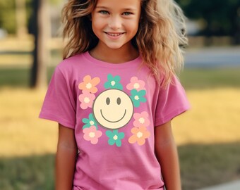 Retro-Smiley-T-Shirt für Mädchen