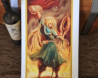 Delicious in Dungeon | Marcille and the Red Dragon Gold Leaf Print *Special Edition*