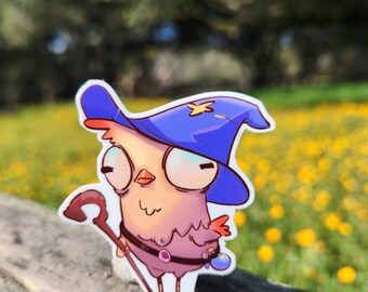 Chicken Mascot Wizard Class Sticker