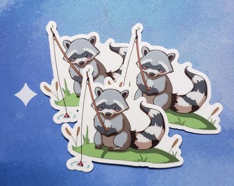 Fishing Raccoon Sticker