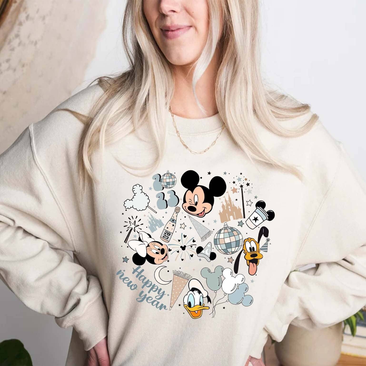 Discover Vintage Disney Happy New Year Sweatshirt, Retro Mickey New Year Sweatshirt