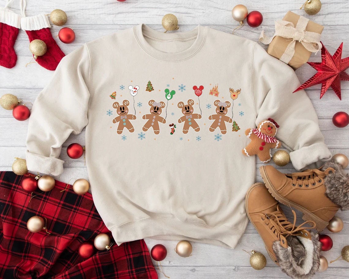 Discover Disney Gingerbread Mickey Sweatshirt, Merry Christmas Castle Sweatshirt