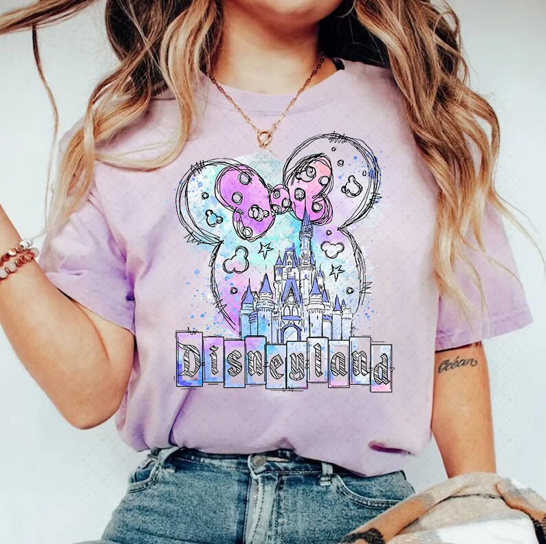 Discover Disneyland Castle Minnie Shirt, Disney Watercolor Castle, Disney Vacation Shirt