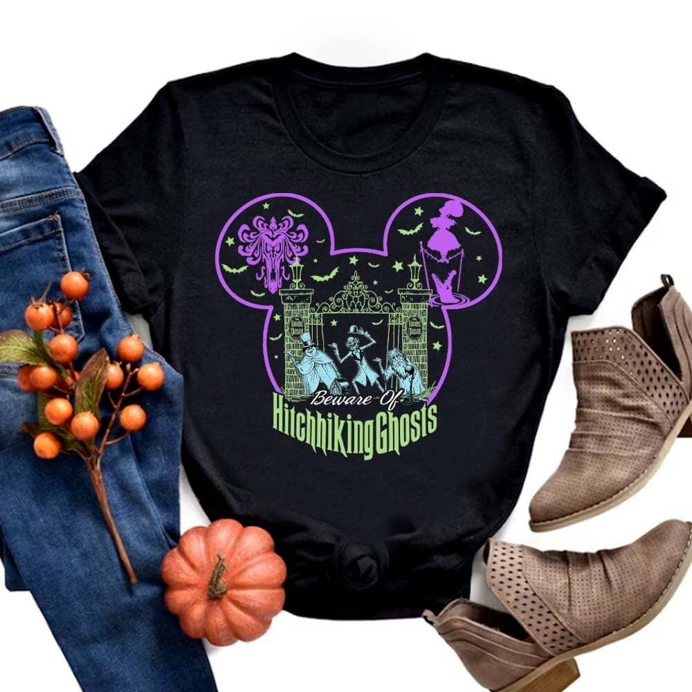 Discover Beware Of Hitchhiking Ghosts Halloween Shirt, Disney Haunted Mansion, Disney Halloween Shirt