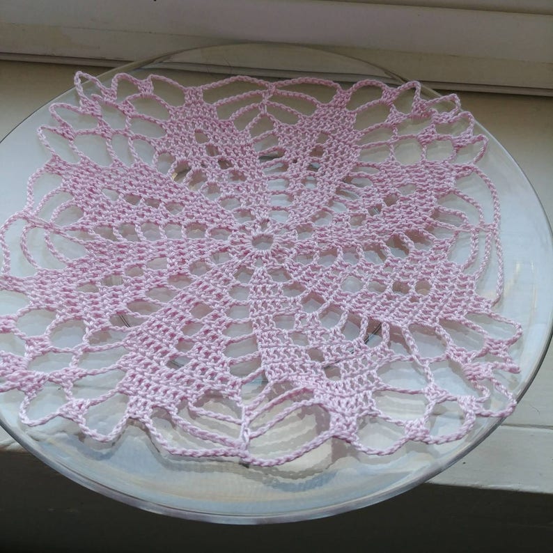 Large Light Pink Square Flower Doily Placemat Etsy