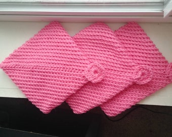 Soft Pink Double Layered Crocheted Pot Holders/Hot Pads/Trivets (Set of 2)