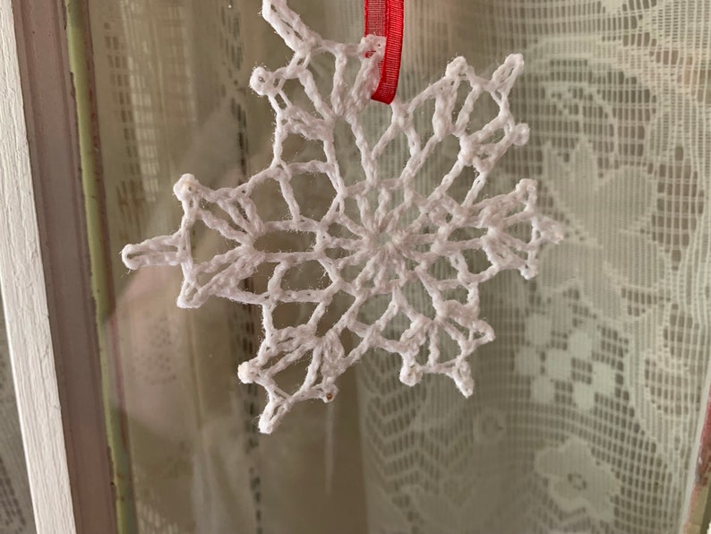 Antique White Six point Snowflake Christmas Ornament Etsy Antique White Six point Snowflake Christmas Ornament Etsy