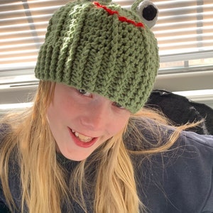 Gehäkelte Frosch Mütze / Frosch Zipfelmütze