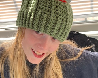 Crocheted Frog Hat / Frog Stocking Cap