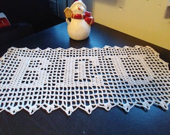 Filet Crochet Name Doily/Placemat/Table Runner