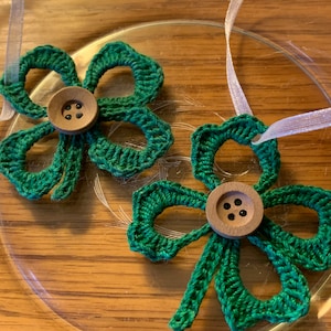 4-Leaf Clover / St. Patrick's Day Shamrock Ornaments Set of 2 image 1