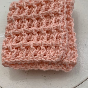 Light Pink Crocheted Cotton Dishcloth/Washcloth