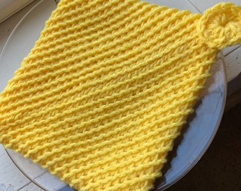 Supports de pots/tapis chauds/sous-plats au crochet double couche jaune vif (Ensemble de 2)