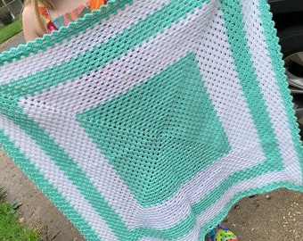 Crocheted Symettrical Square Baby Blanket/ Afghan