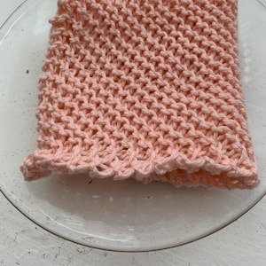 Light Pink Knitted Cotton Dishcloth/Washcloth