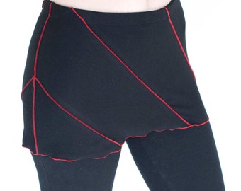 Cotton Lycra Mini Skirt Coverup: Exposed Stitching, Yoga Dancewear VORTEX MINI