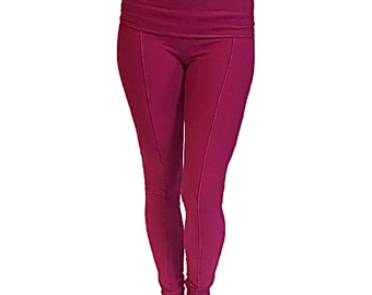 Yoga Leggings, ruched leg with fold over waistband - YOGINI LEGGINGS - dance wear, yoga pants, sexy leggings, high waist pants