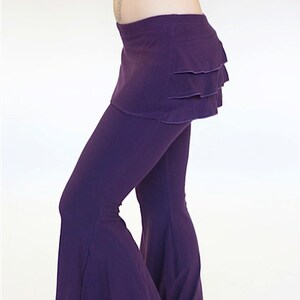 Dance pants Ruffle pants attached skirt, BUSTLE PANTS, burning man, festival clothing, flare dance pants, bellydance pants, trendy