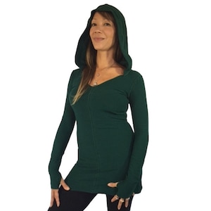Yoga Thumbhole Tunic Top with Hood, Dancewear,  HOODED THUMBELINA TUNIC, Womens clothing, maternity top, long sleeves, stretch top