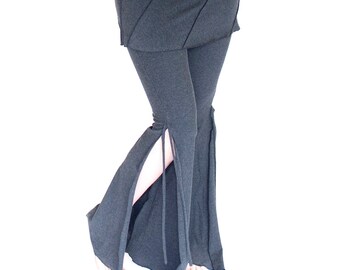 Flared Dance Pants with attached ruched skirt BOOTY FLARES festival clothing Tribal fusion pants