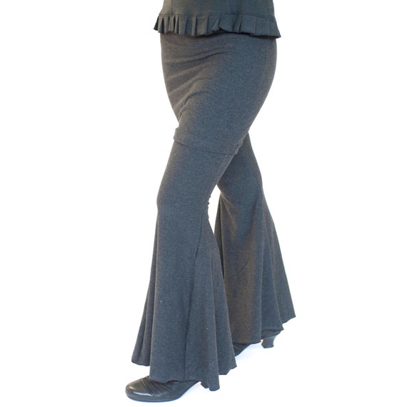 Womens Flare Yoga Pants W/ Long Attached Skirt, Flare Bellbottom