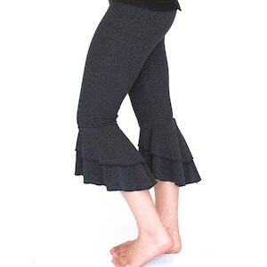 Ruffle Capri Pants / bloomers festival clothing - RUFFLE CAPRIS - yoga dance wear flare women&#39;s bottoms