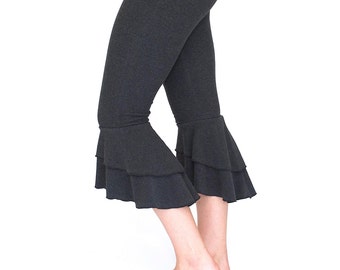 Ruffle Capri Pants / bloomers festival clothing - RUFFLE CAPRIS - yoga dance wear flare women's bottoms