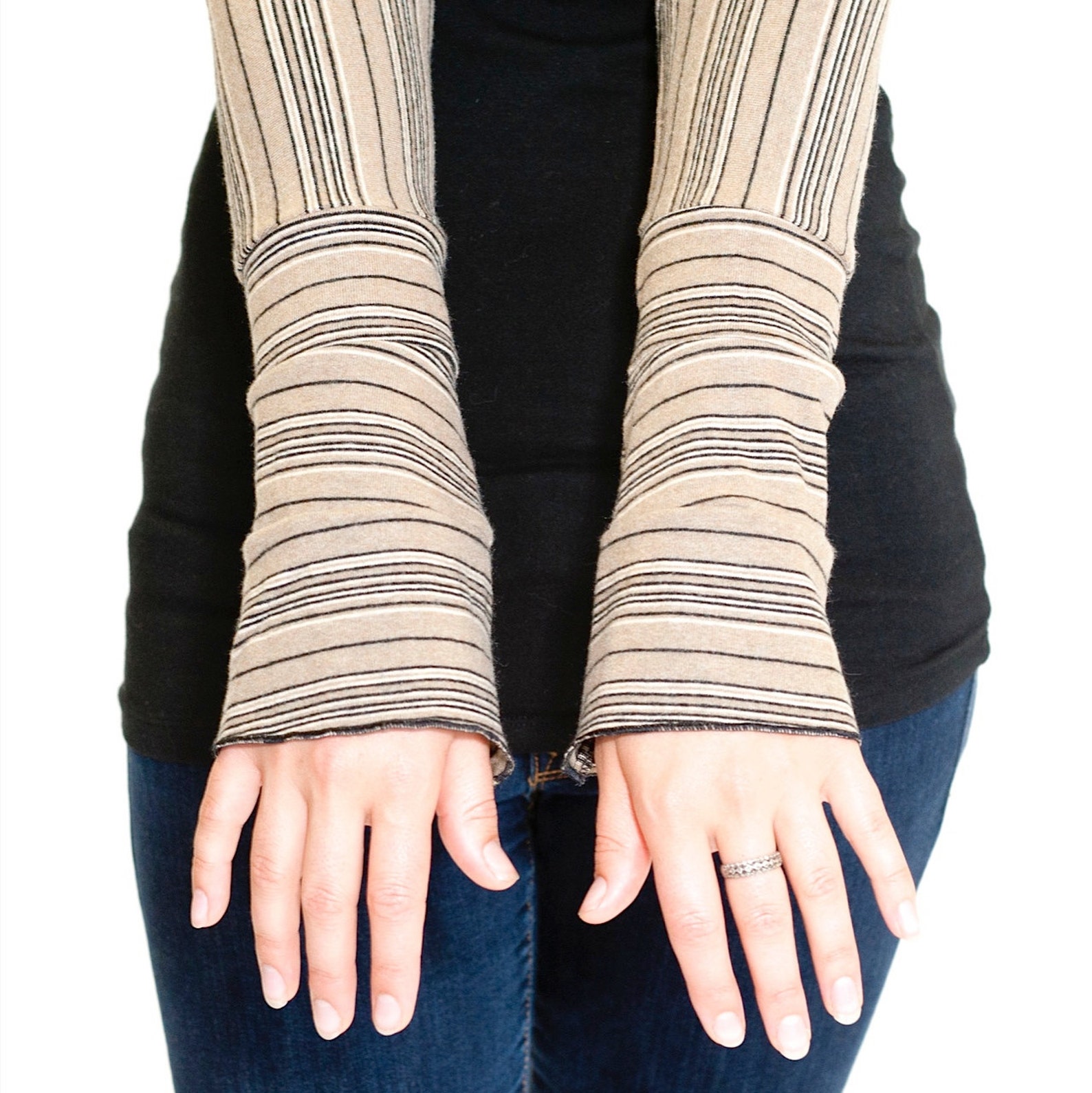 Womens Long Sleeve Shrug Black and Tan STRIPED FREEDOM SHRUG Etsy