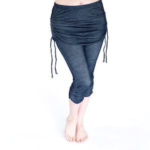 Yoga pants with skirt, adjustable length, dance wear - SHIMMY CAPRIS - bellydance, bloomers, cropped, ruched legs