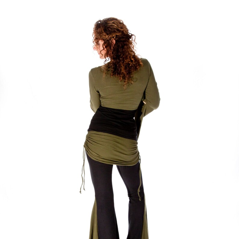Flared Dance Pants with attached ruched skirt BOOTY FLARES festival clothing Tribal fusion pants