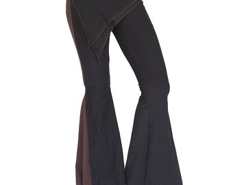Funky Fairy Pants -  attached skirt, asymmetric - Black with color of Your Choice - Yoga - Dancewear