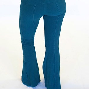 Womens Yoga Pants, fold-over waist, YOGINI FLARES, workout dance pants, maternity clothes
