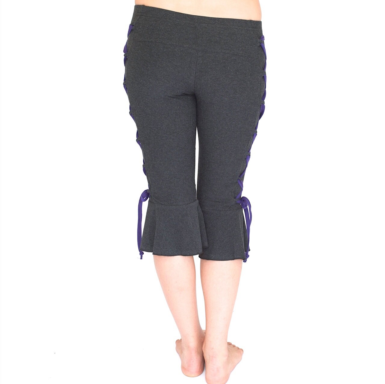 Ruffle Capri Yoga Pants, Corset Lacing, Festival Dancewear - Etsy