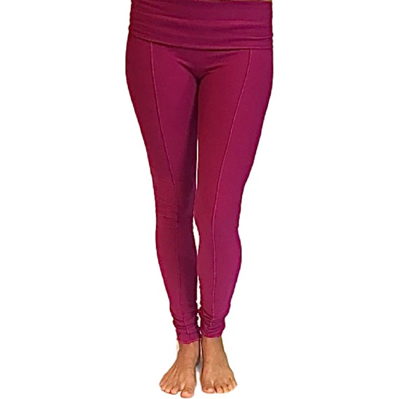 Yoga Leggings, Ruched Leg With Fold Over Waistband YOGINI LEGGINGS Dance  Wear, Yoga Pants, Sexy Leggings, High Waist Pants 