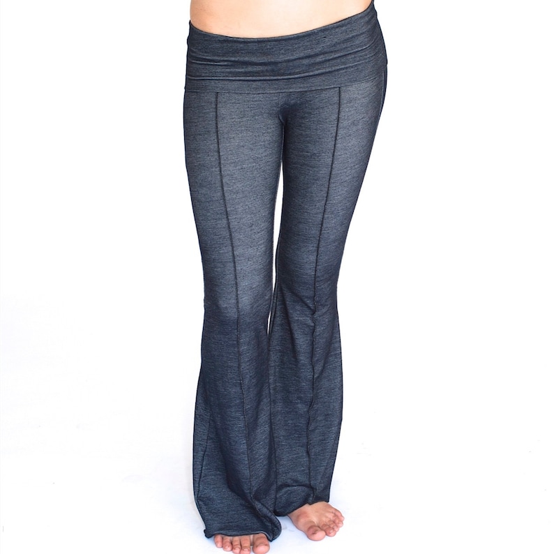 Yoga Pants Fold-over Waist YOGINI FLARES Workout Dance - Etsy