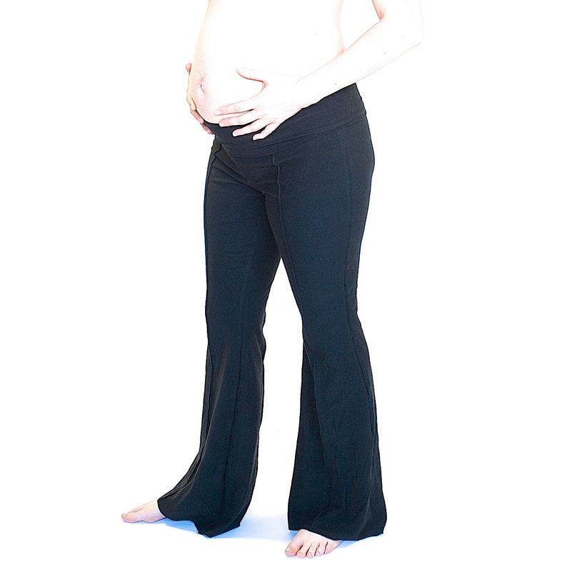 Maternity Yoga Pants Foldover Waist YOGINI FLARES Workout Etsy