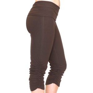 Yoga Capri Pants, cropped and ruched leg with fold over waistband - YOGINI CAPRIS - bloomers, dancewear