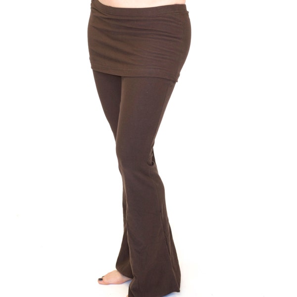 Yoga dance flare pants with attached skirt, FLIRT PANTS, tribal festival elven dance clothing