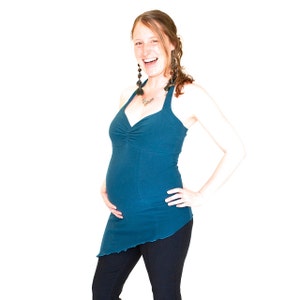 Maternity Halter Tunic Top – Asymmetric Cotton Blend, Yoga Dance Clothes - FAIRY TUNIC