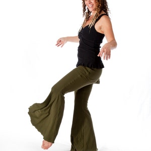 Bellbottom pants Womens Yoga Pants, Flare with attached skirt, SASSY PANTS, festival clothing, bellydance pants image 3