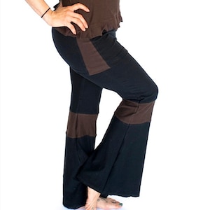 Yoga and Dance Flare Pants, attached skirt, festival - ZENA PANTS - elven, fairy, bellydance clothing