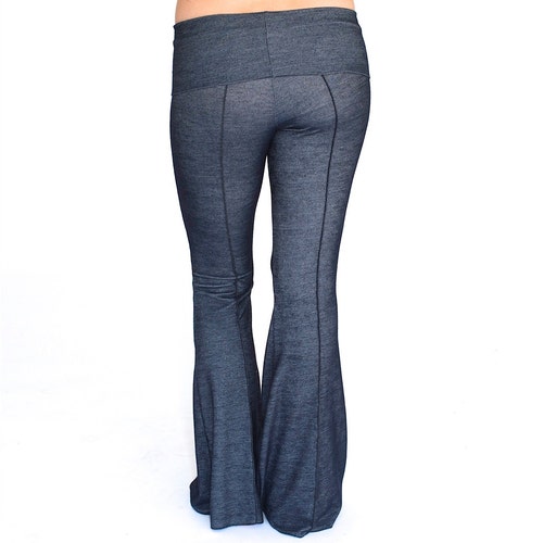 Yoga Pants Fold-over Waist YOGINI FLARES Workout Dance - Etsy