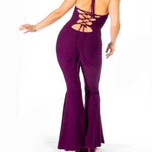 Corset Halter Jumpsuit: 70s Flare Leg Festival Onesie AUTOMATIC LOVE JUMPSUIT