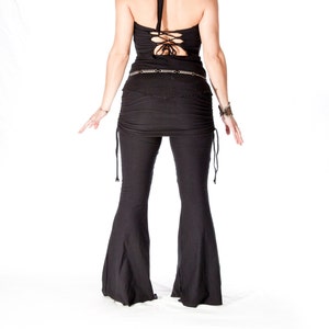 Yoga/Dance Pants with attached skirt, ROCKSTAR FLARES adjustable, ruched, bellydance, workout