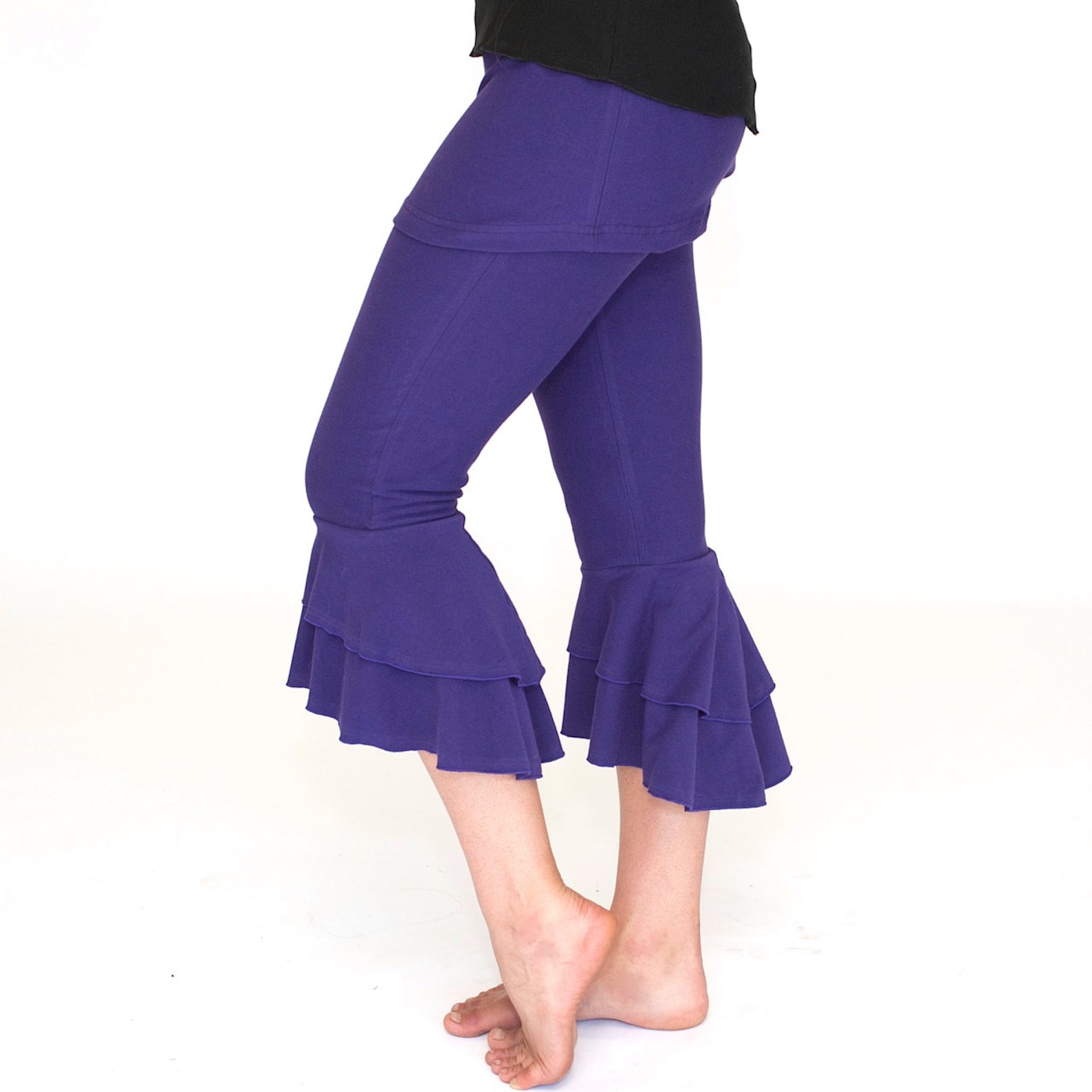Ruffle SASSY CAPRI PANTS With Skirt, Yoga Dance Flare Bloomers - Etsy